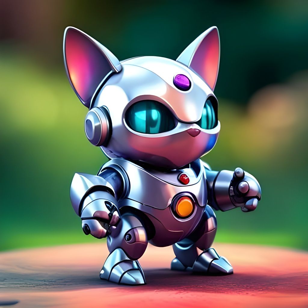 Chibi Robot Cat in Hyperrealistic HDR Style