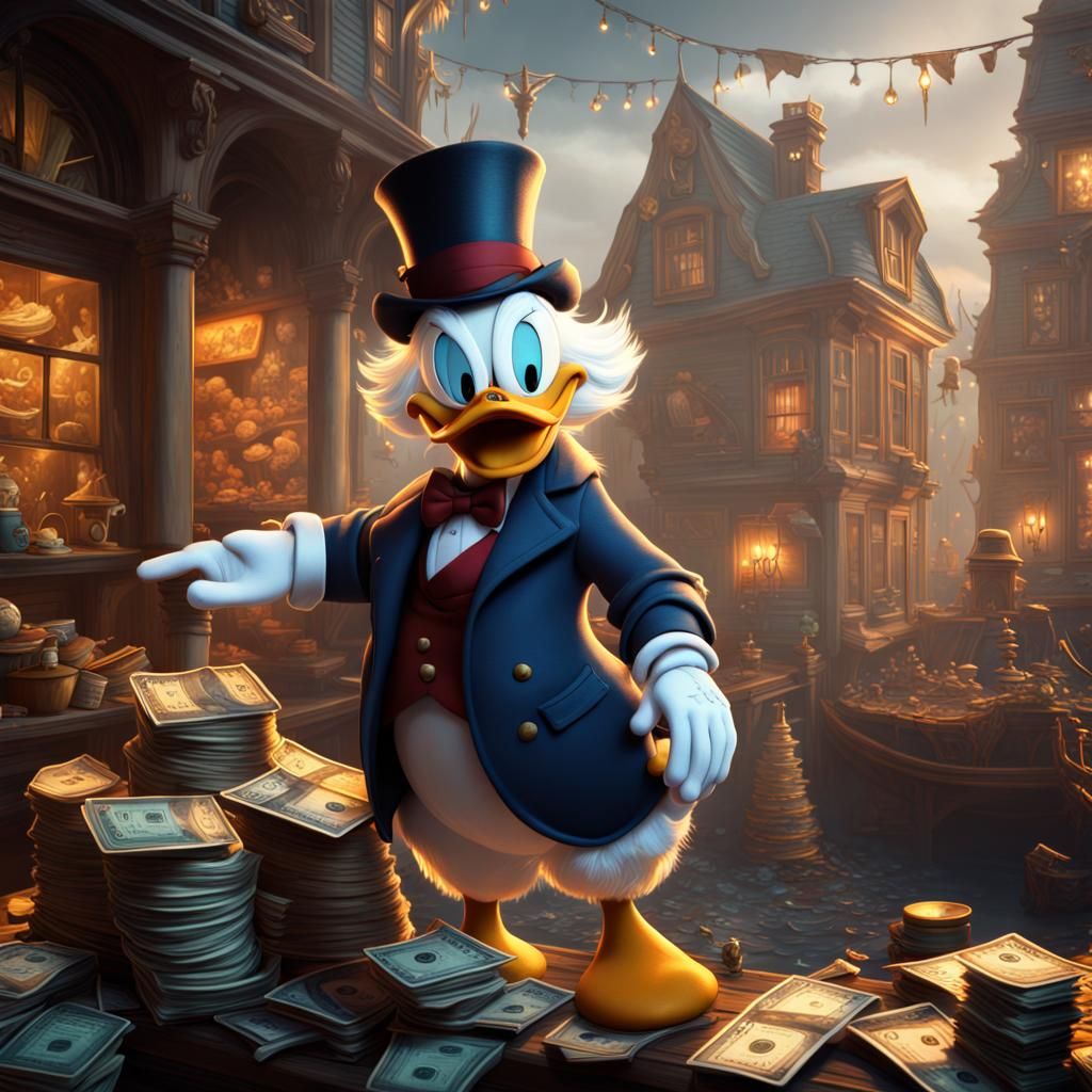 Scrooge McDuck in a Vibrant, Fantastical Money World