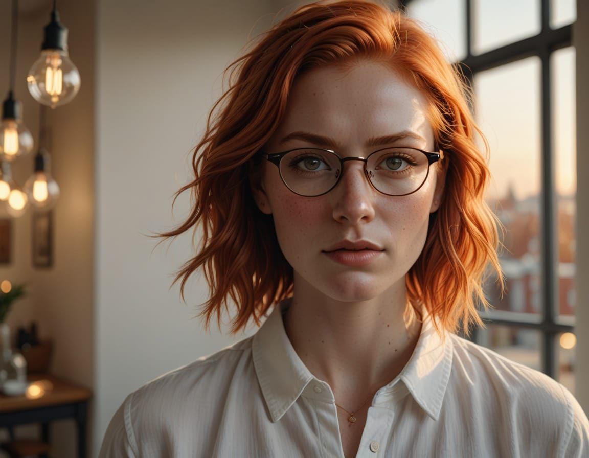 Cinematic Portrait of a Young Scandinavian Woman in Soft Lig...