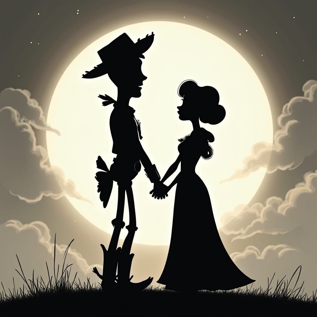 Classic Disney-Inspired Woody and Ms. Bo Peep Silhouette