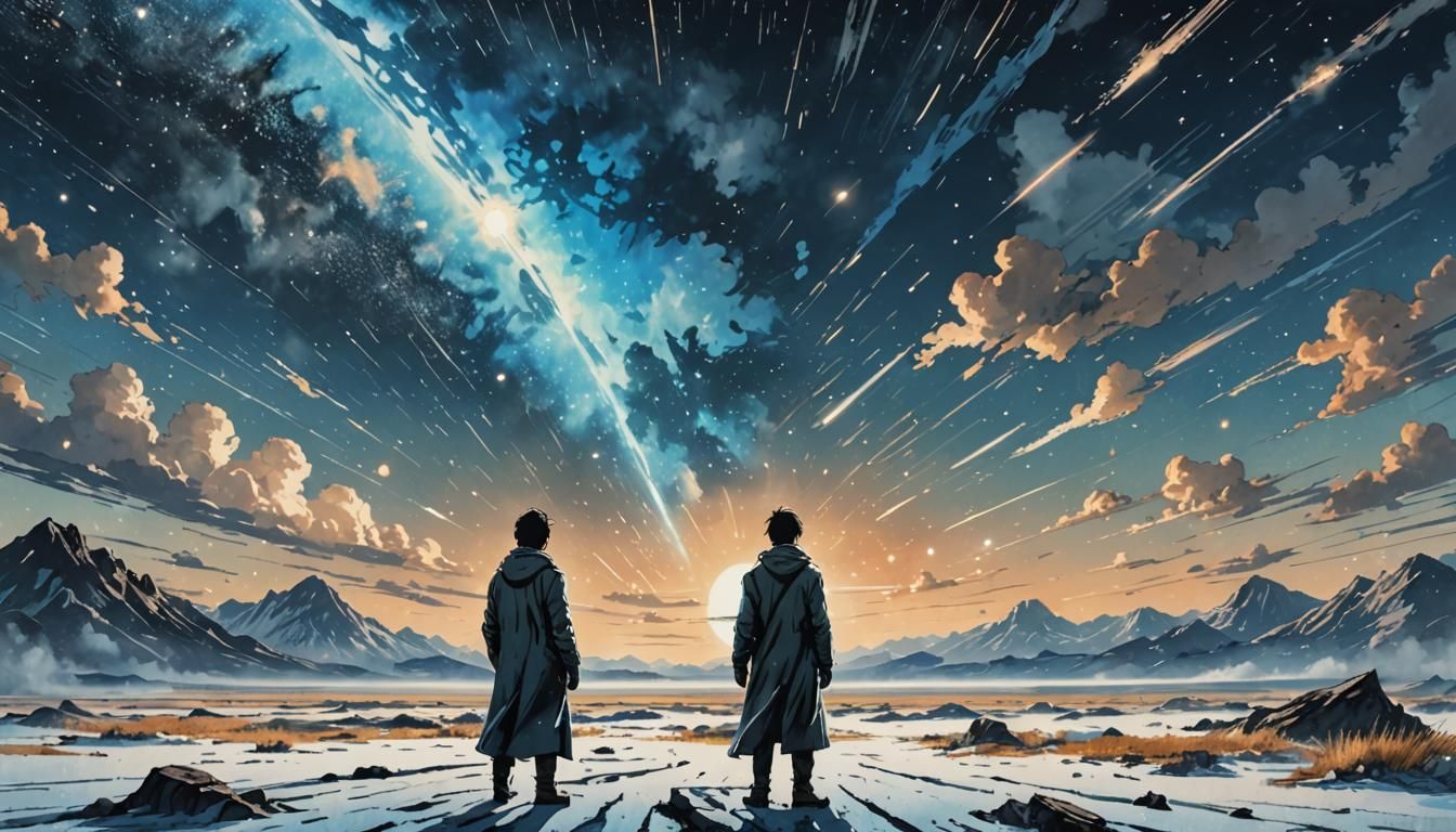 Cosmic Fugitive in Tattered Coat, Makoto Shinkai-Inspired Ar...