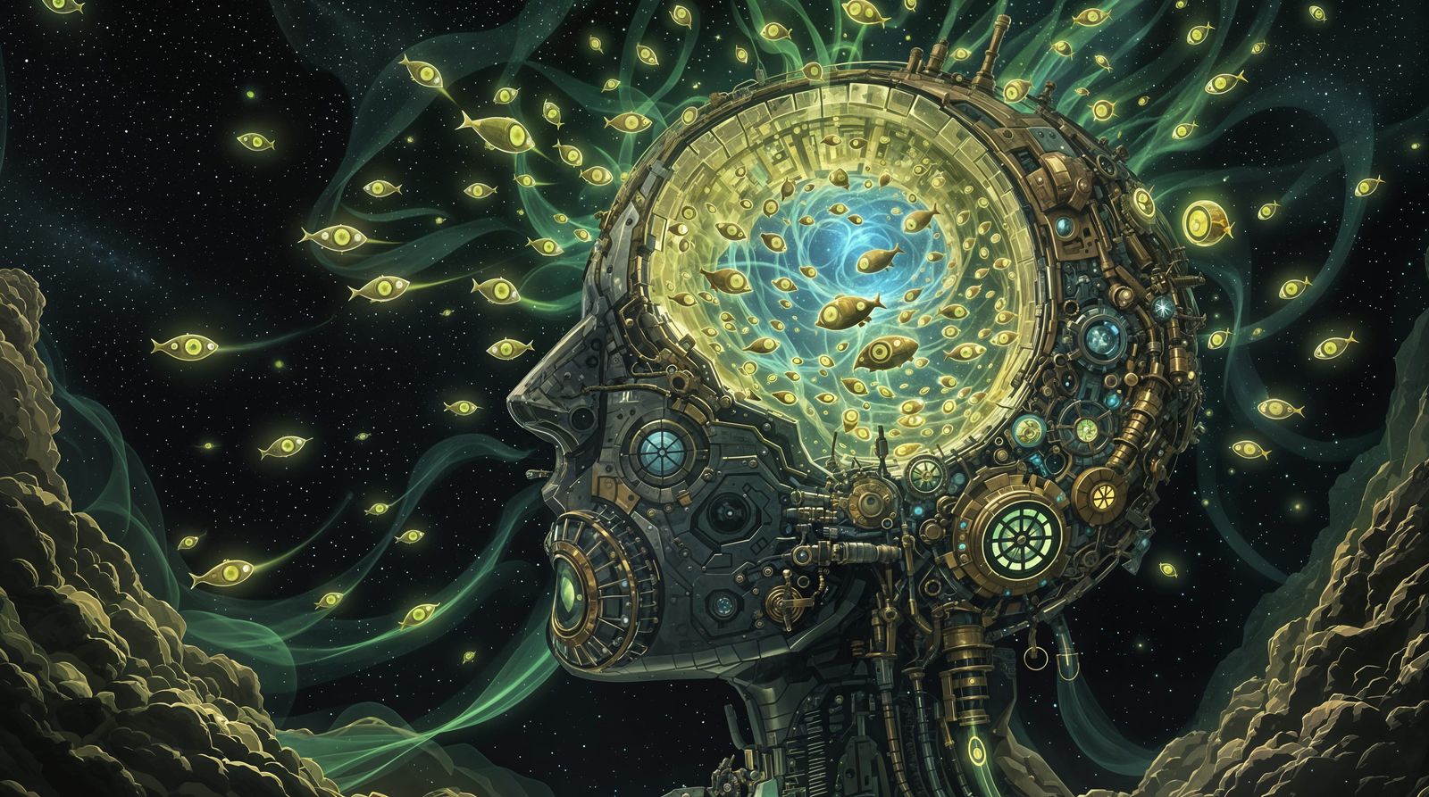 Cosmic Submarine Odyssey in Steampunk Style