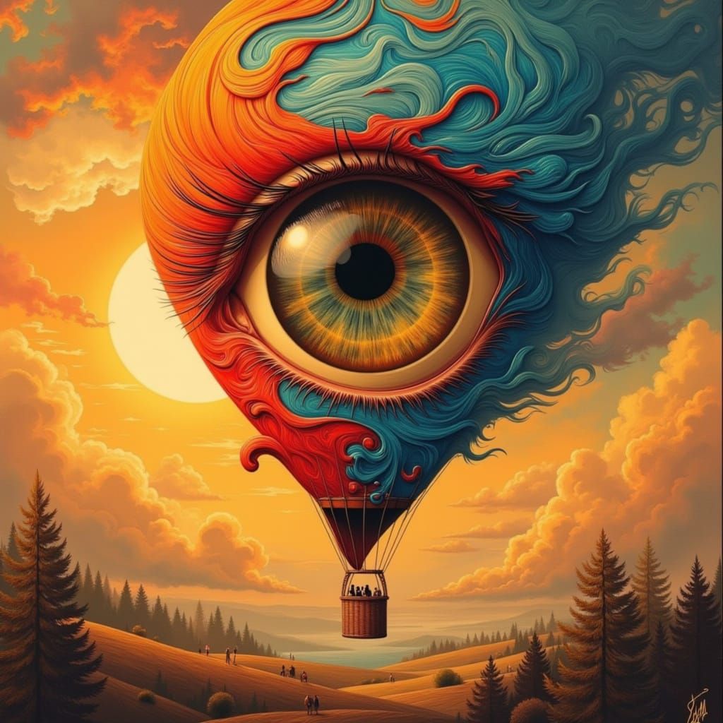 Surreal Eye Hot Air Balloon as Digital Painting