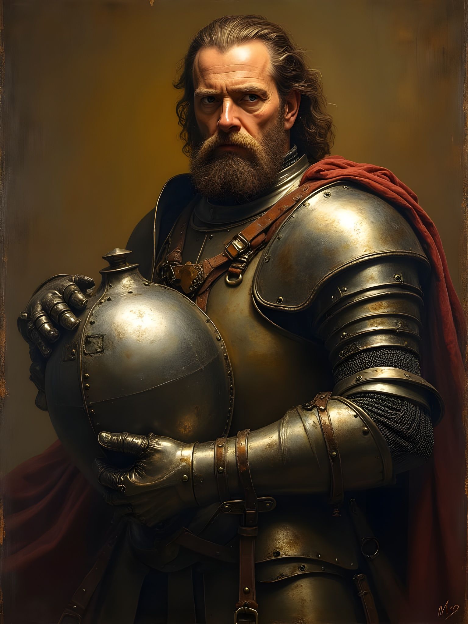 Rembrandt-Inspired Knight in Armor