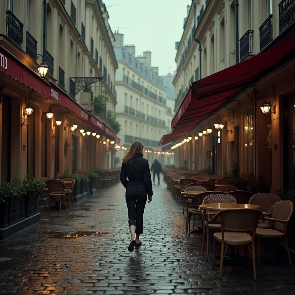 Atmospheric Paris Street Scene in Cinematic Style