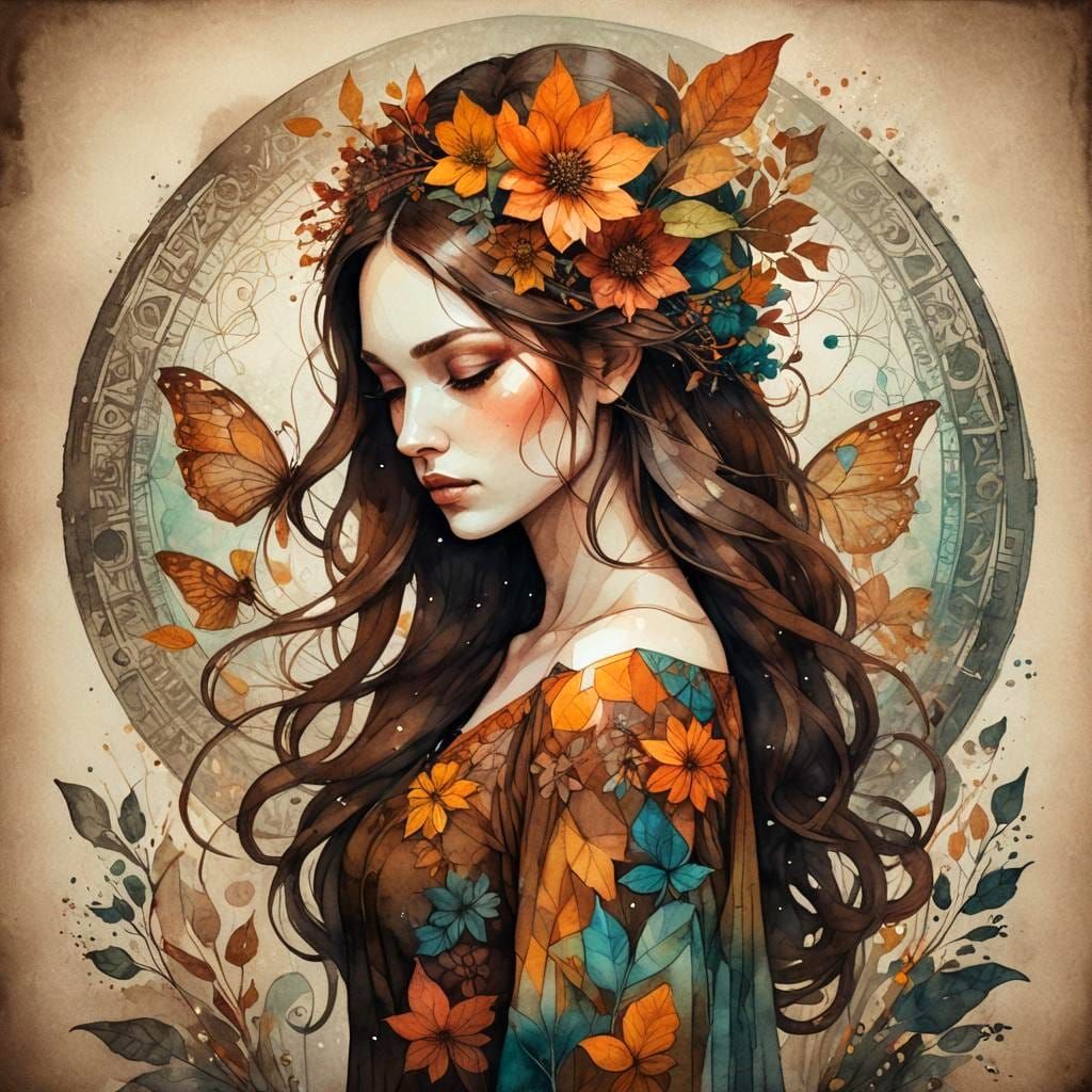Autumnal Fairy in Whimsical Oldschool Art Style