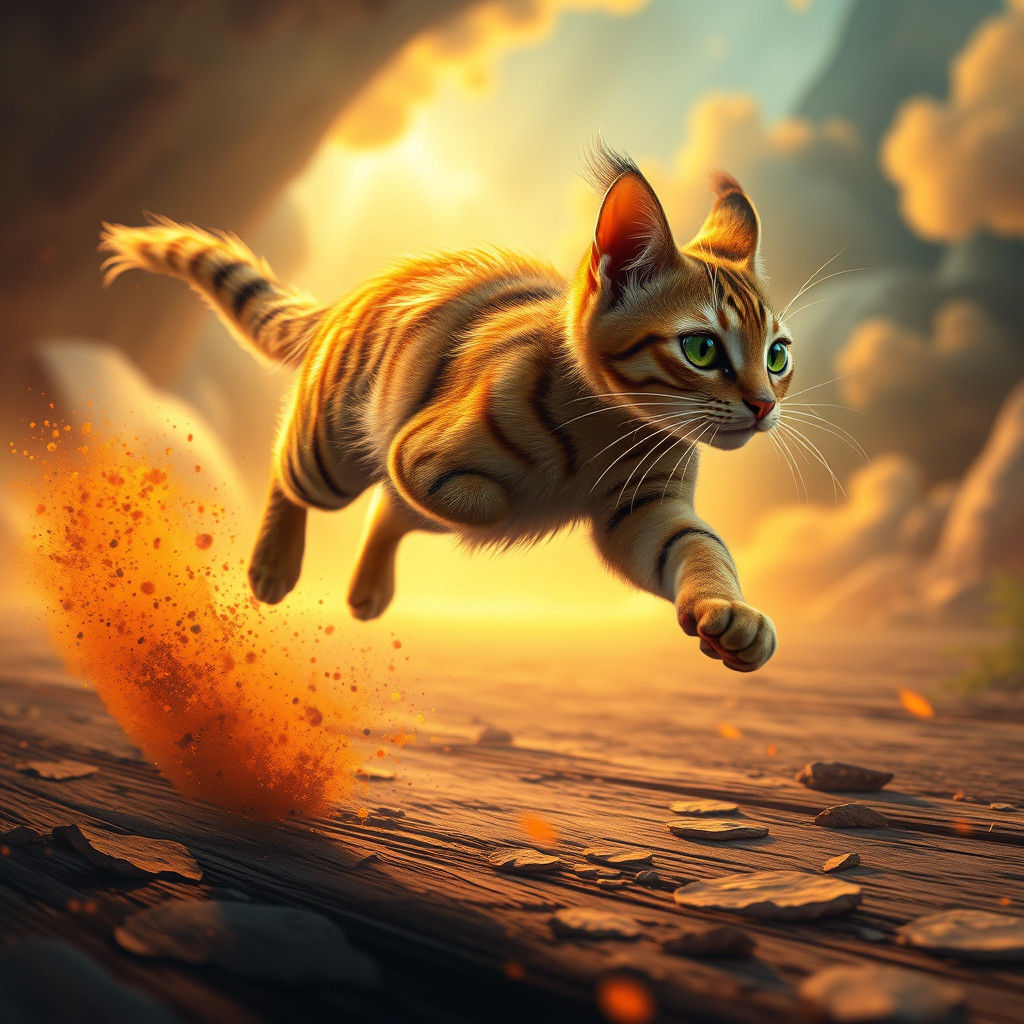 Surreal Feline Marvels in a Dreamlike Landscape