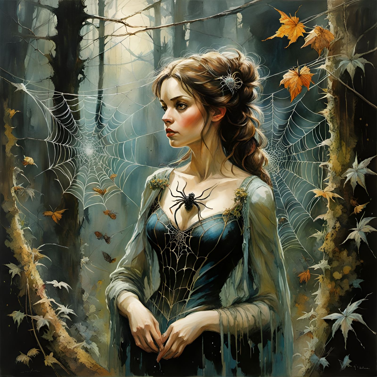 Ethereal Spiderwebs in Mystic Forest