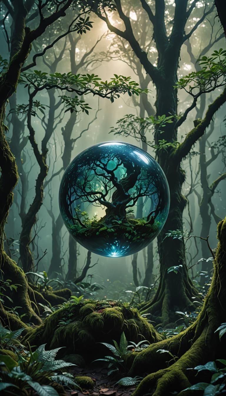 Magical Yasakani no Magatama Orb in Mystical Forest