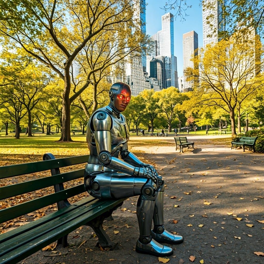 Cyborg Autumn Scene in Central Park