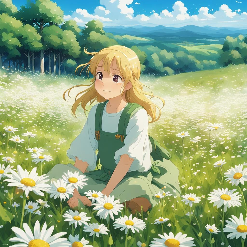 Daisy Fairy in Serene Field of Blooms