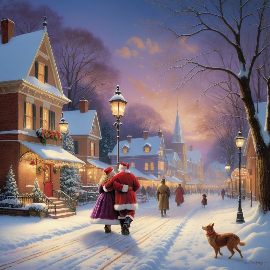 Surreal Victorian Christmas Scene in Whimsical Style