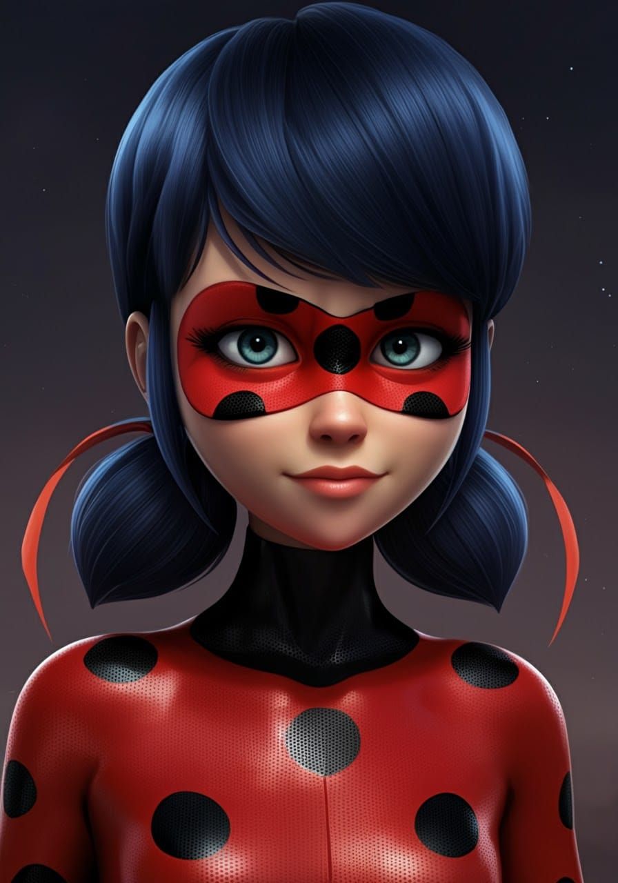Ladybug as Galactic Warrior in Sci-Fi Comics Style
