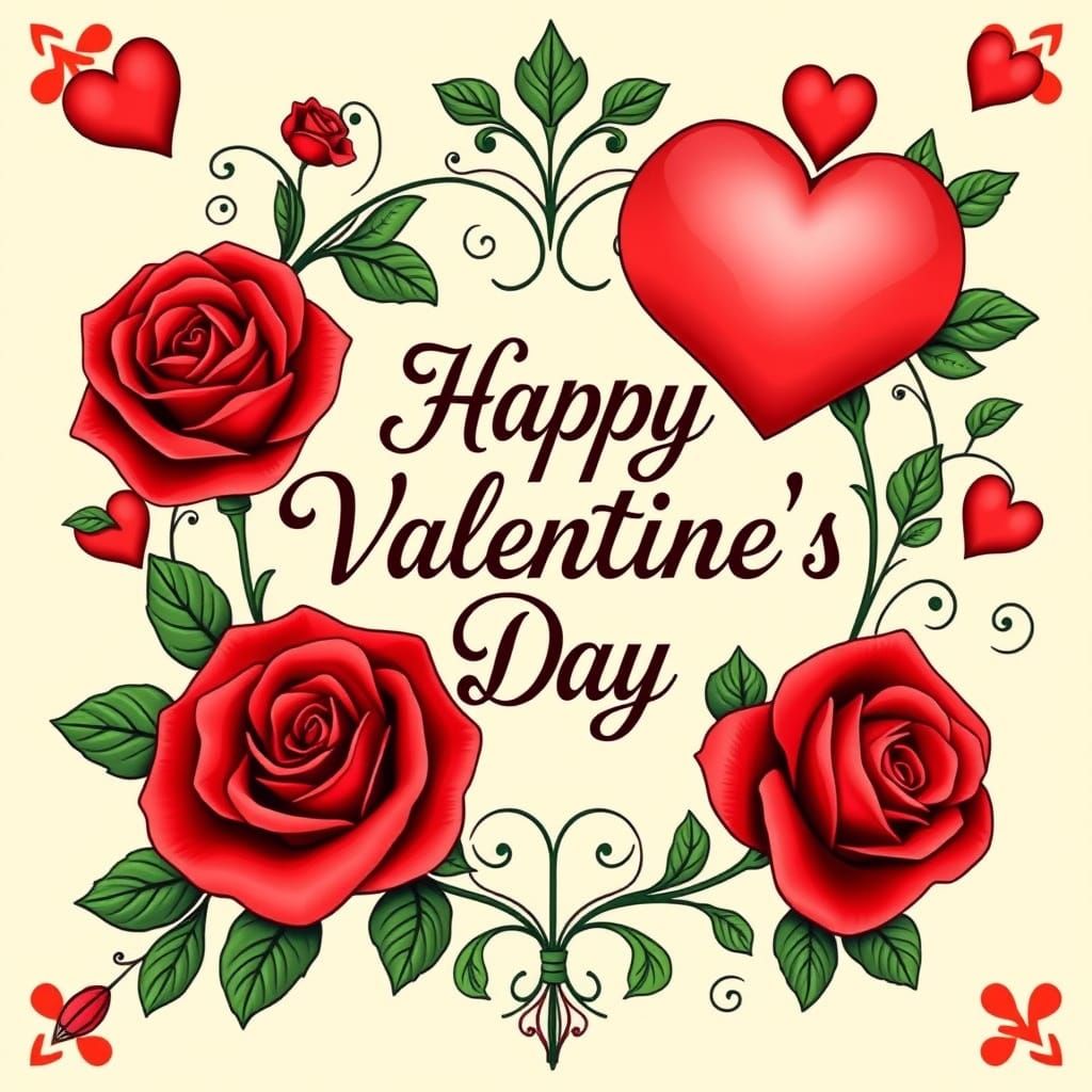 Romantic Comic Book Valentine's Card in Whimsical Style