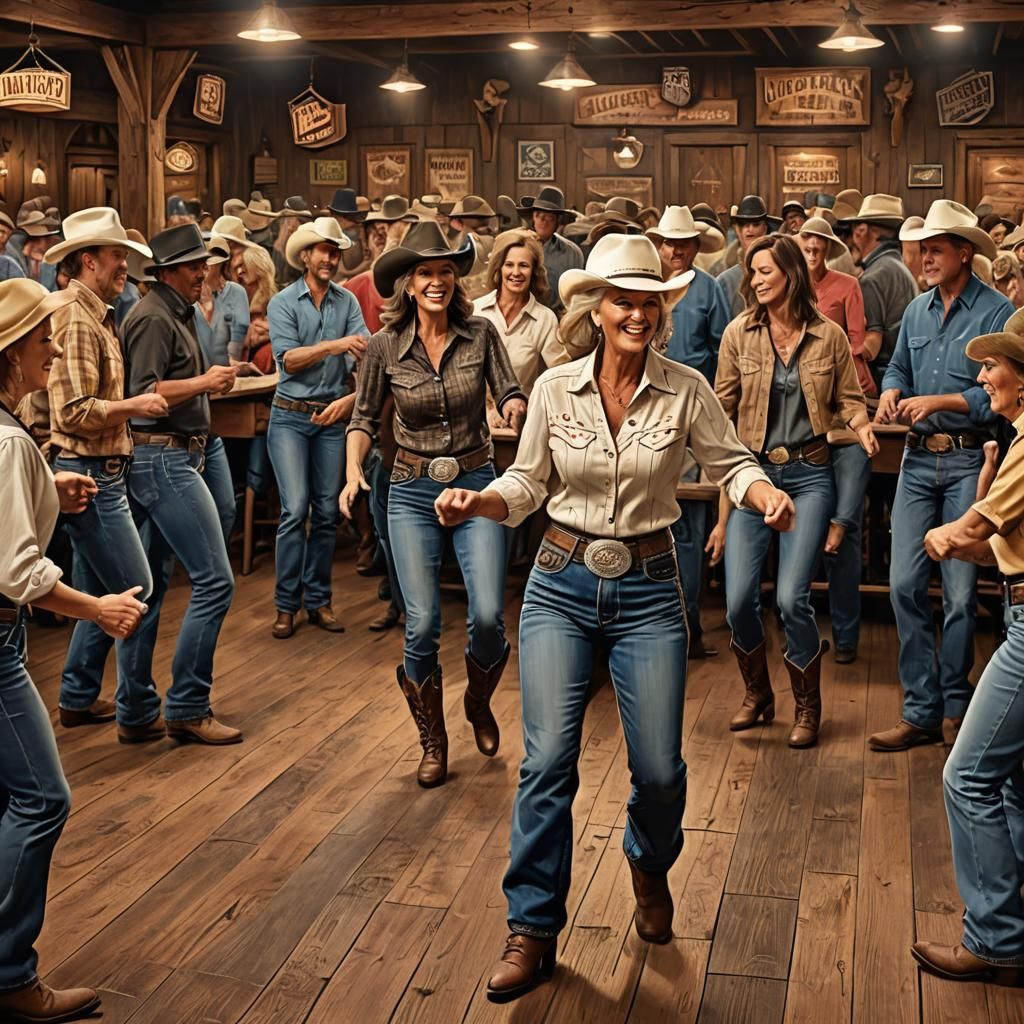Vibrant Country Western Dance Night in a Louisiana Honky Ton...