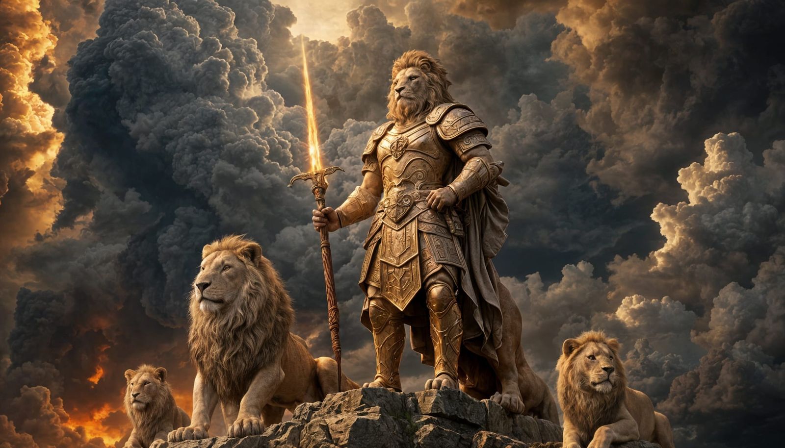 Majestic Warrior Family Stands Confidently in Heaven's Thund...