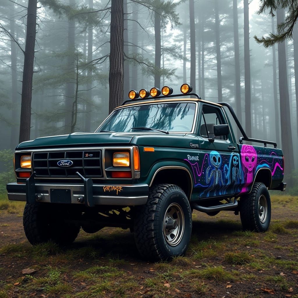 Rugged 1985 Ford Ranger Stands Tall in a Misty Forest Cleari...