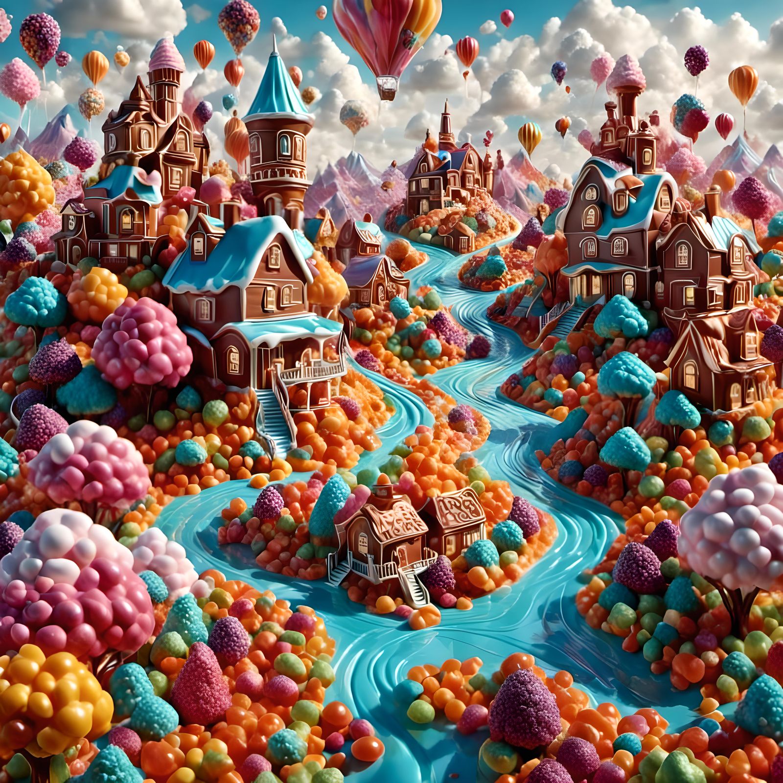 Surreal Candy Landscapes in Whimsical CGI Style