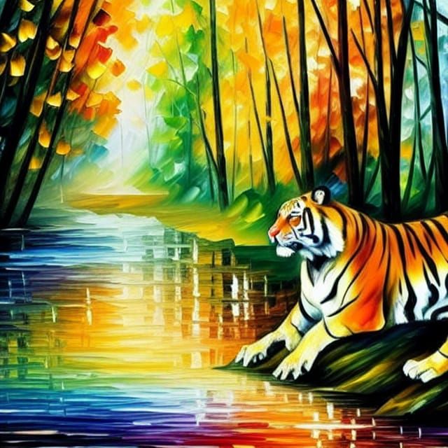 Vibrant Tiger in Woodland Landscape