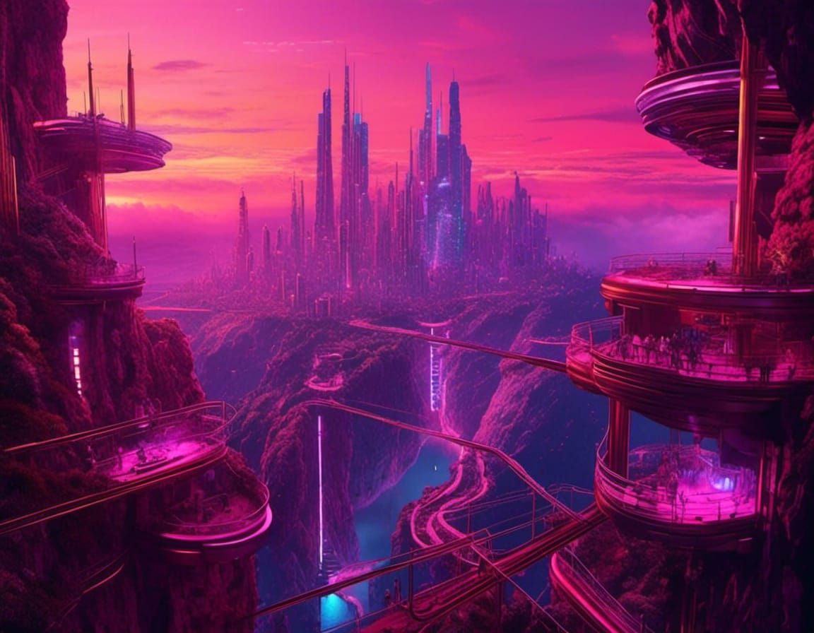 Murraypunk Utopia Cityscape at Magic Hour