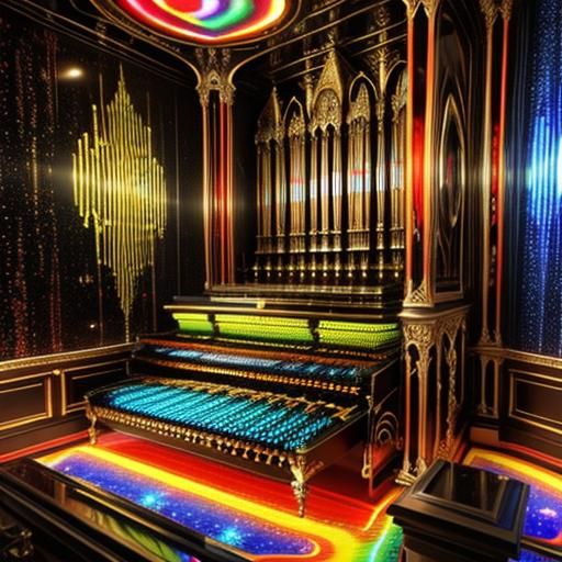 Ethereal Baroque Organ in Vibrant Hyperrealistic Style