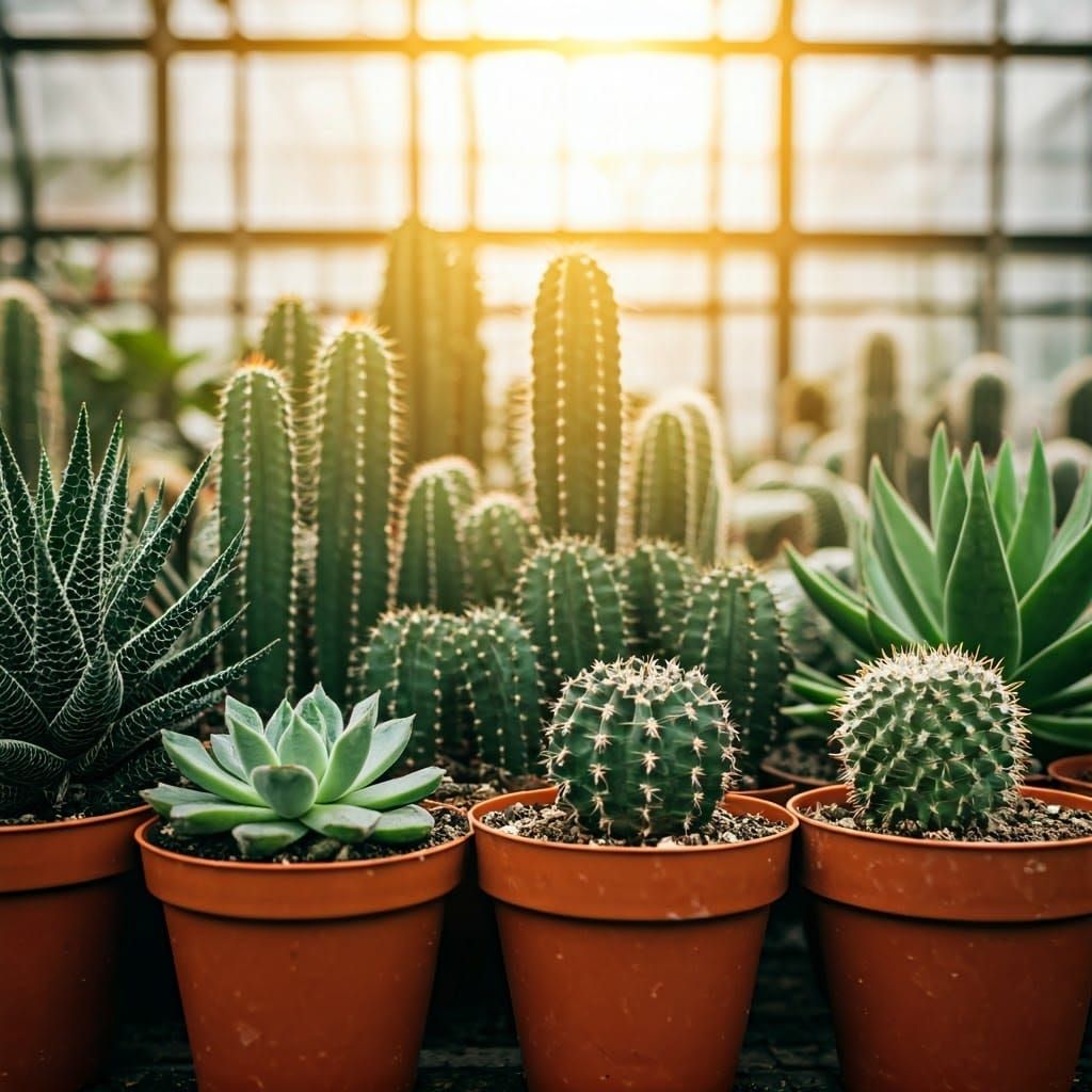 Succulents in a Greenhouse Bask in Heavenly Sunlight
