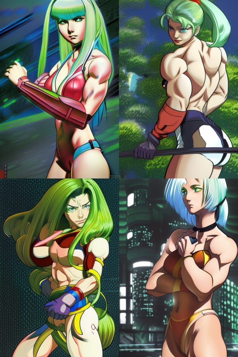 Female Bodybuilder Ellis Concept Art in Triadic Colors