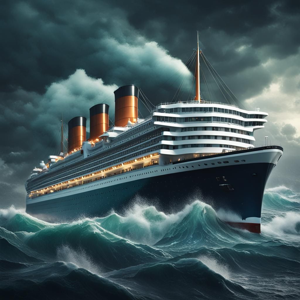 Surreal Ocean Liner Battles Turbulent Seas in Hyper-Realisti...