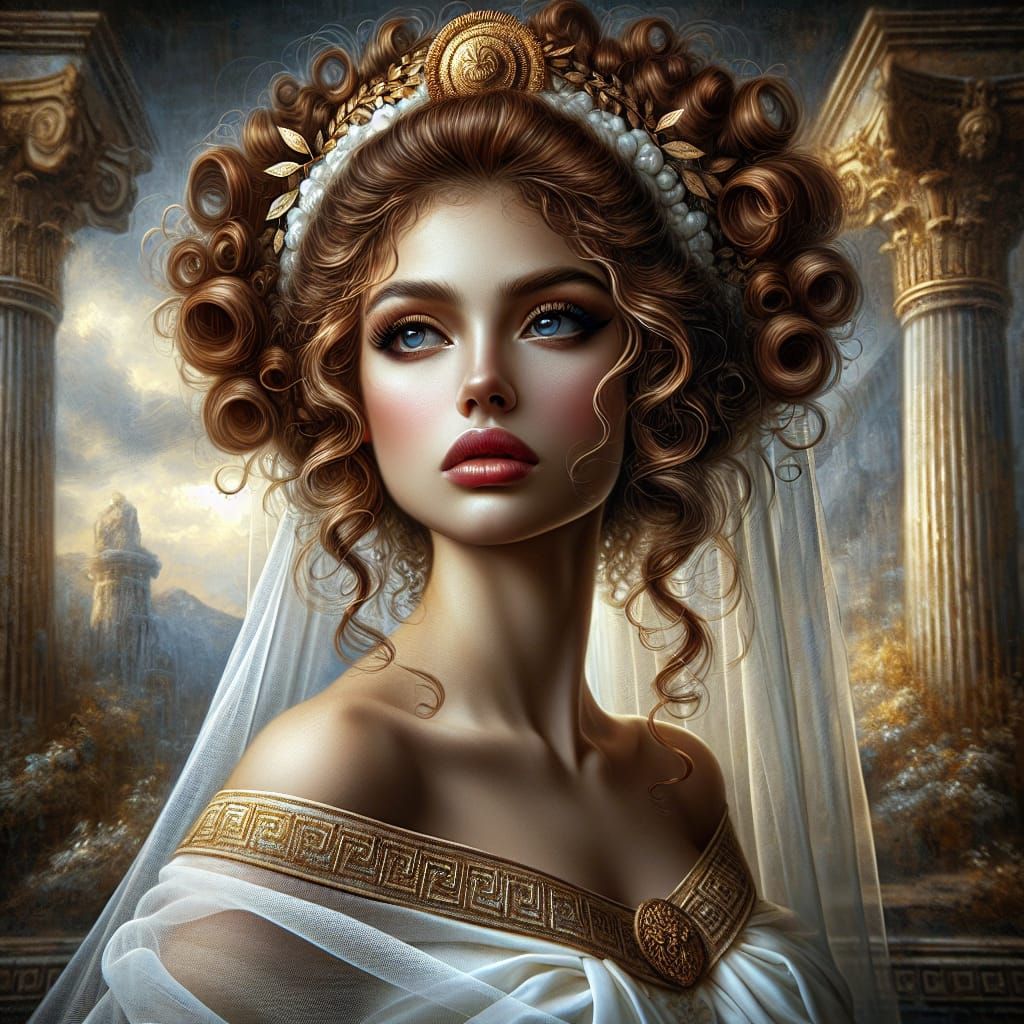 Greek Goddess Arete in Dramatic Digital Painting