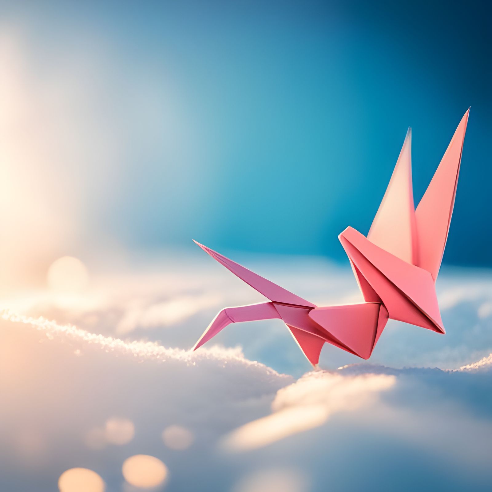 Vibrant Origami Crane Made from Delicate Paper Folds