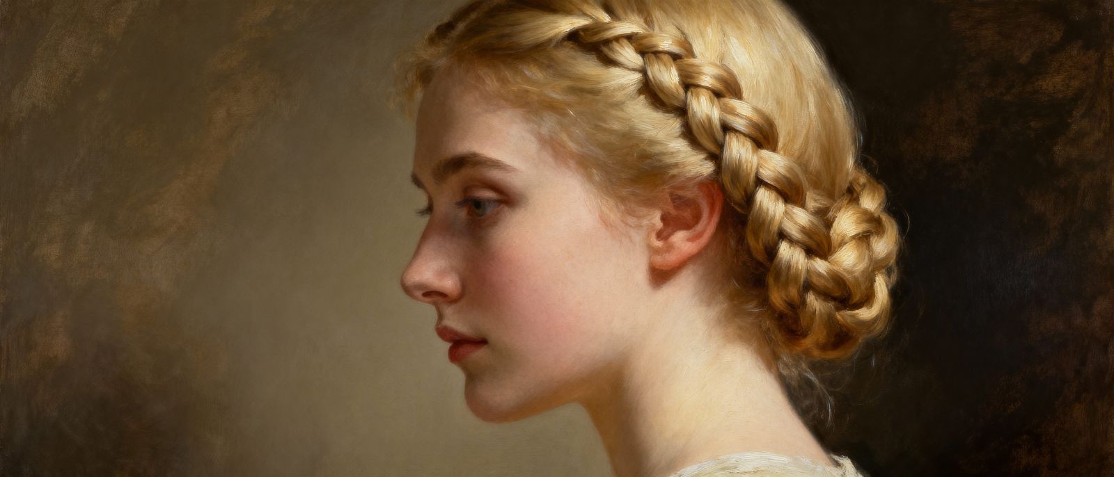 Hyperrealistic Portrait of Woman with French Braids