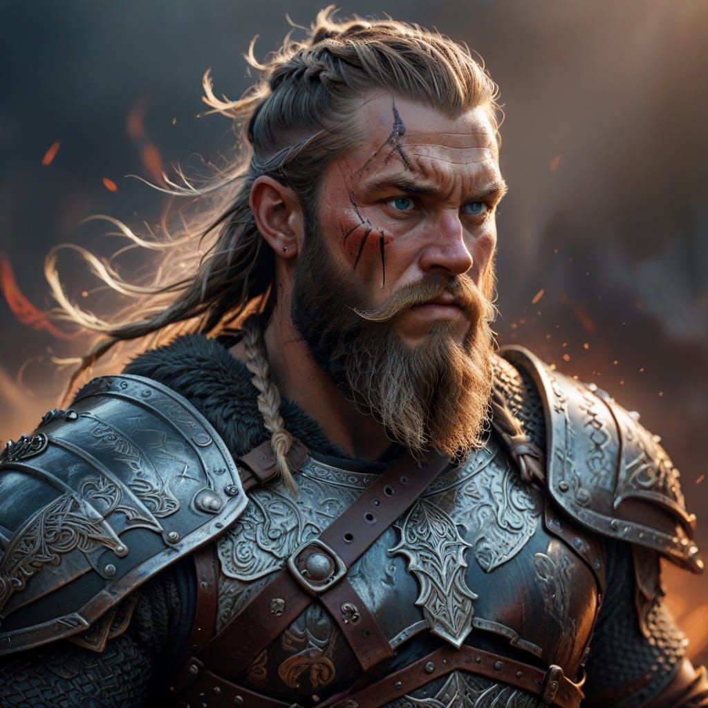 Fierce Viking Warrior in Epic Hyperrealistic Art