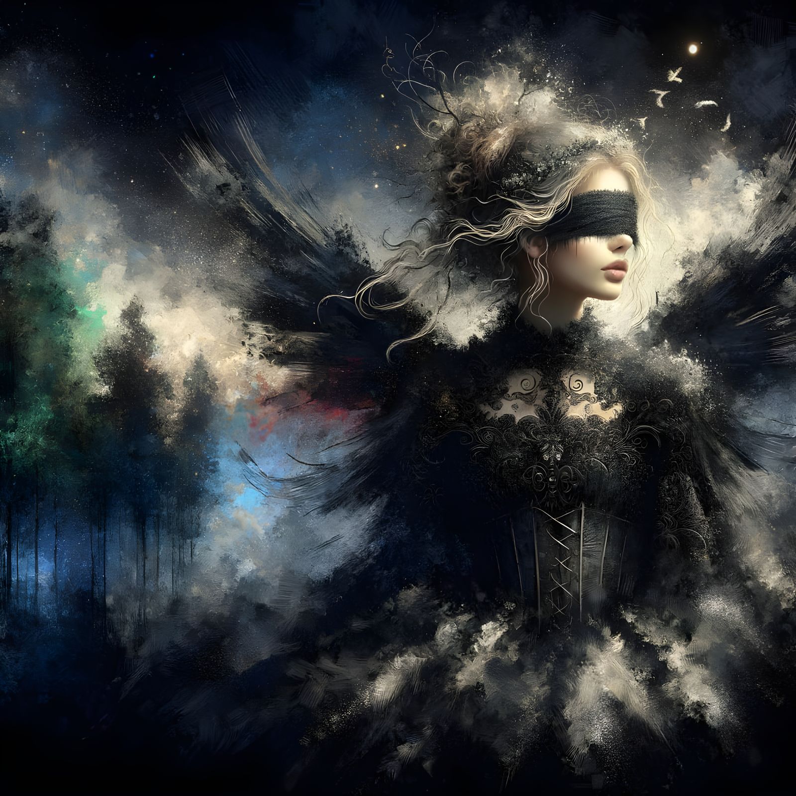 Ethereal Gothic Fairy in Moonlit Forest