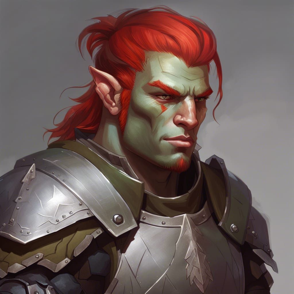 Half-Orc Mercenary in Mercenary Armor