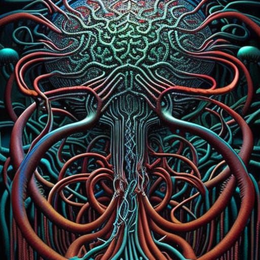 Brain and tentacles, biomechanical sci-fi