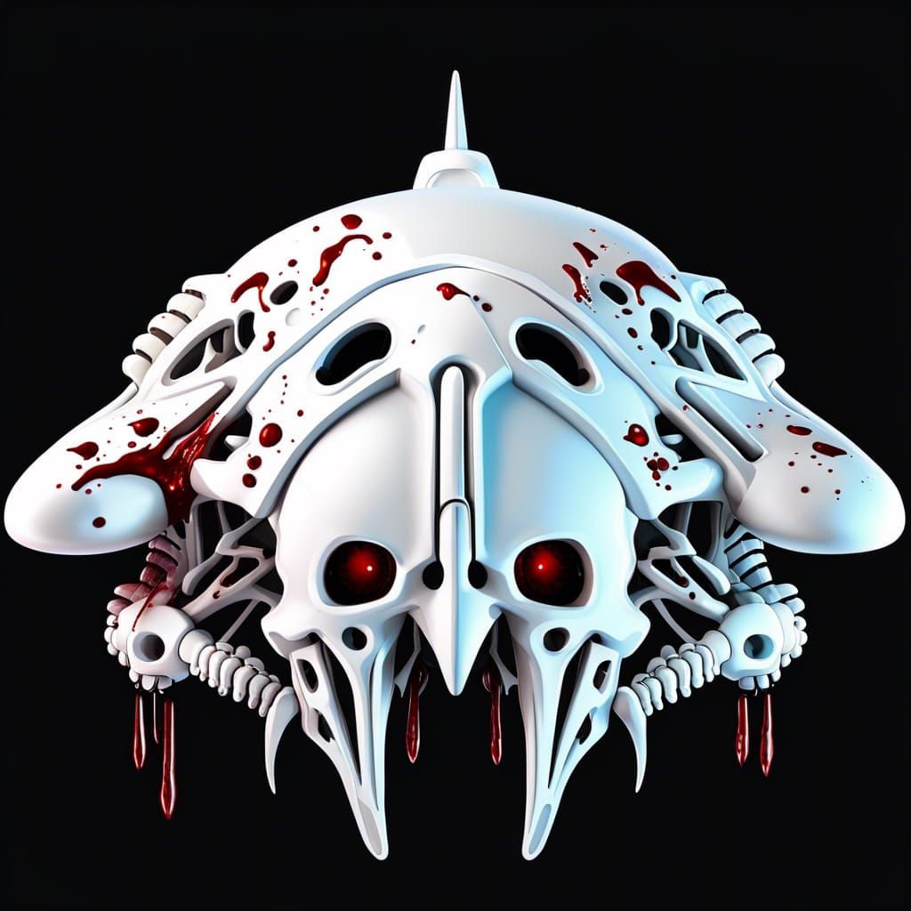 Creepy Halloween Spaceship Made from White Bones