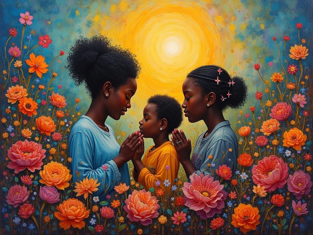 A Black Family's Intimate Moment of Faith and Hope