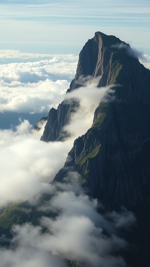 Spectacular Blue Mountain Peaks Above the Clouds