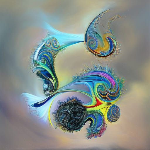 Ethereal Fractal Dreamscape in Triadic Harmony