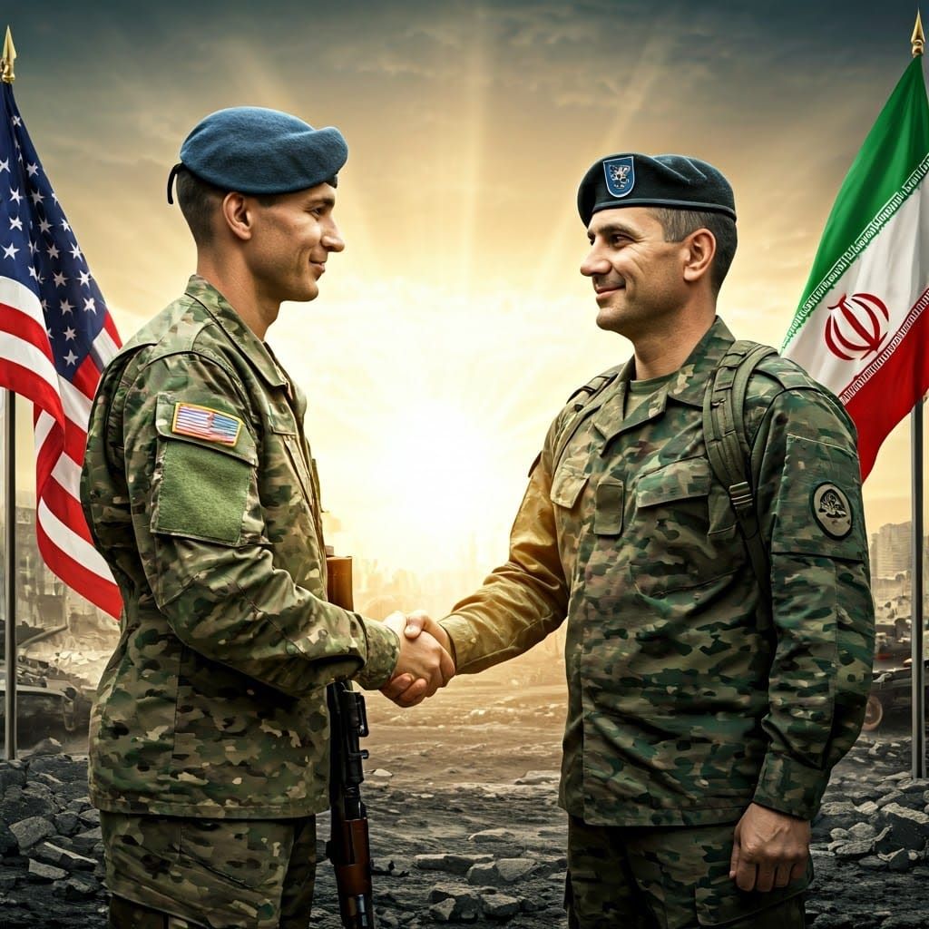 American and Iranian Soldiers Shake Hands in Hopeful Gesture
