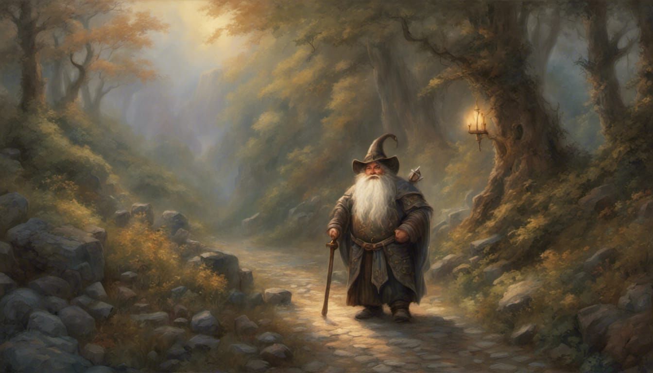 Ethereal Fantasy Scene of a Chubby Paladin and a Dark Knight