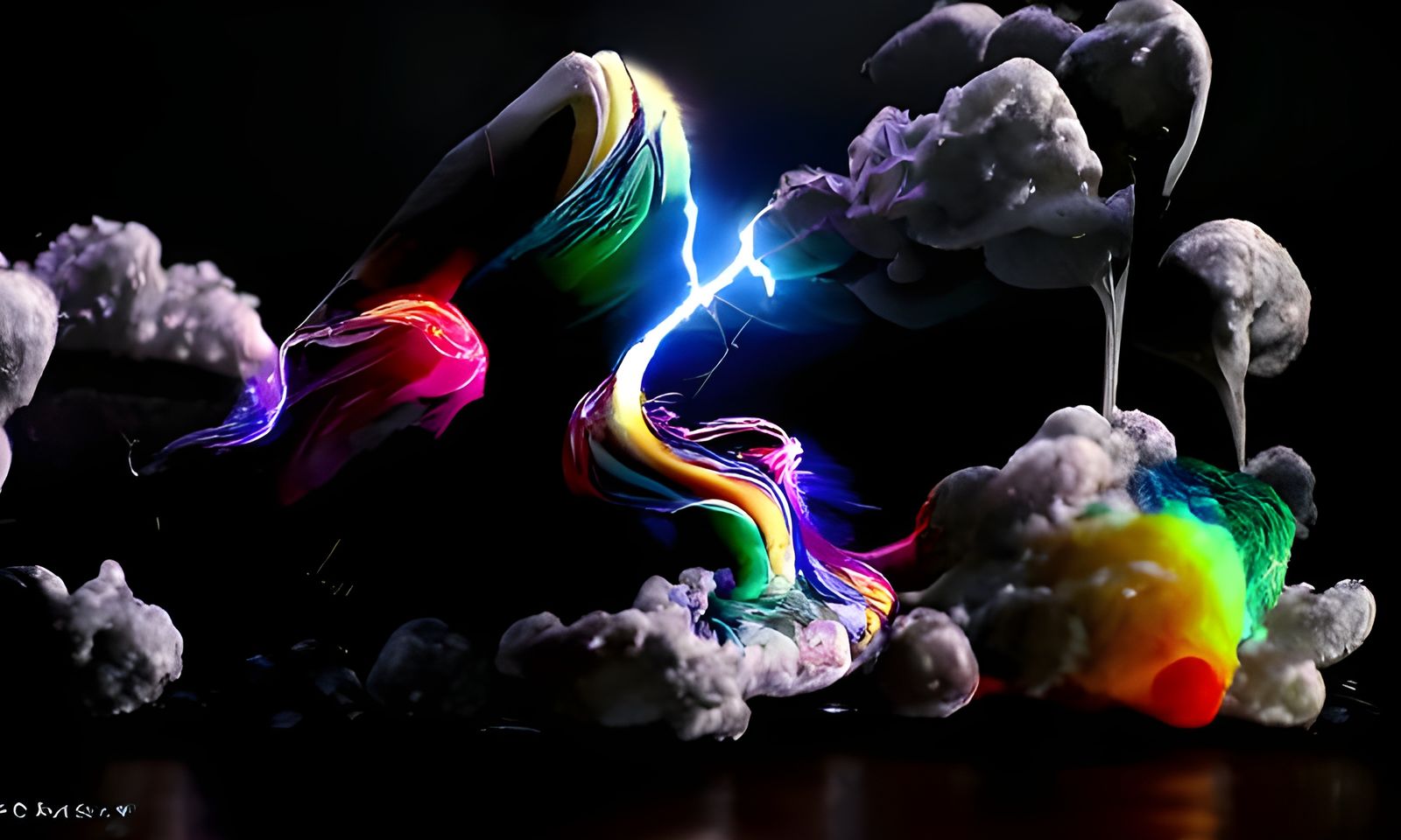 Vibrant Lightning Rainbow Mosaic in Hyperrealism