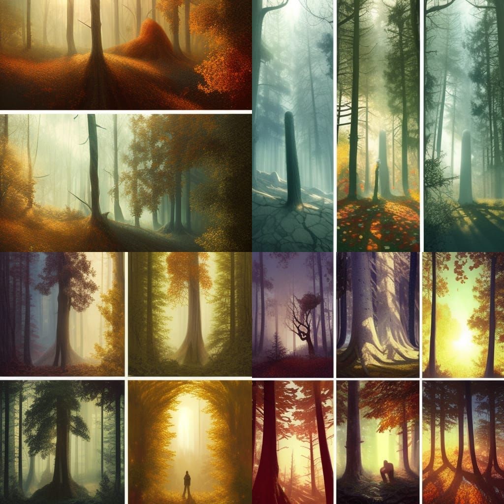 Four Seasons Trees in Stunning Sunlight