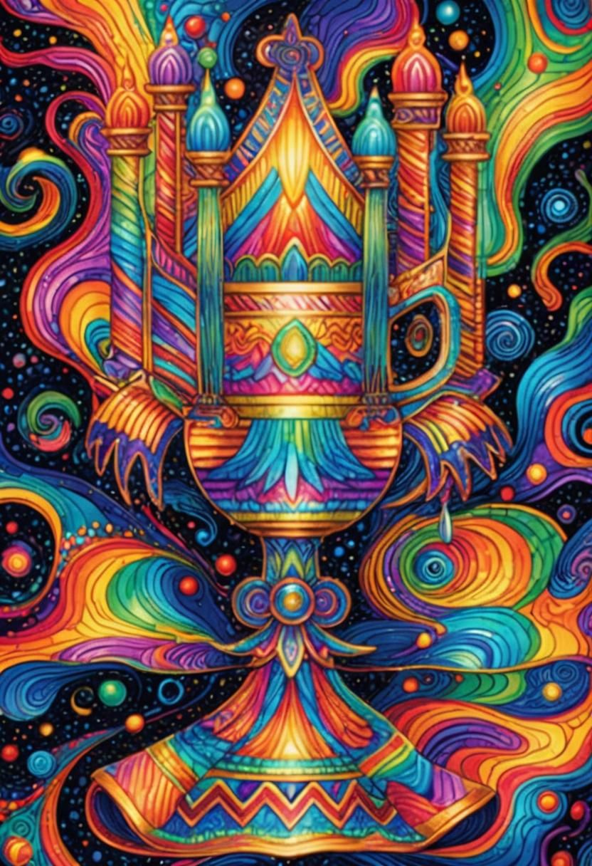 Celestial Vortex: Swirling Cosmic Abstraction in Vibrant Hue...