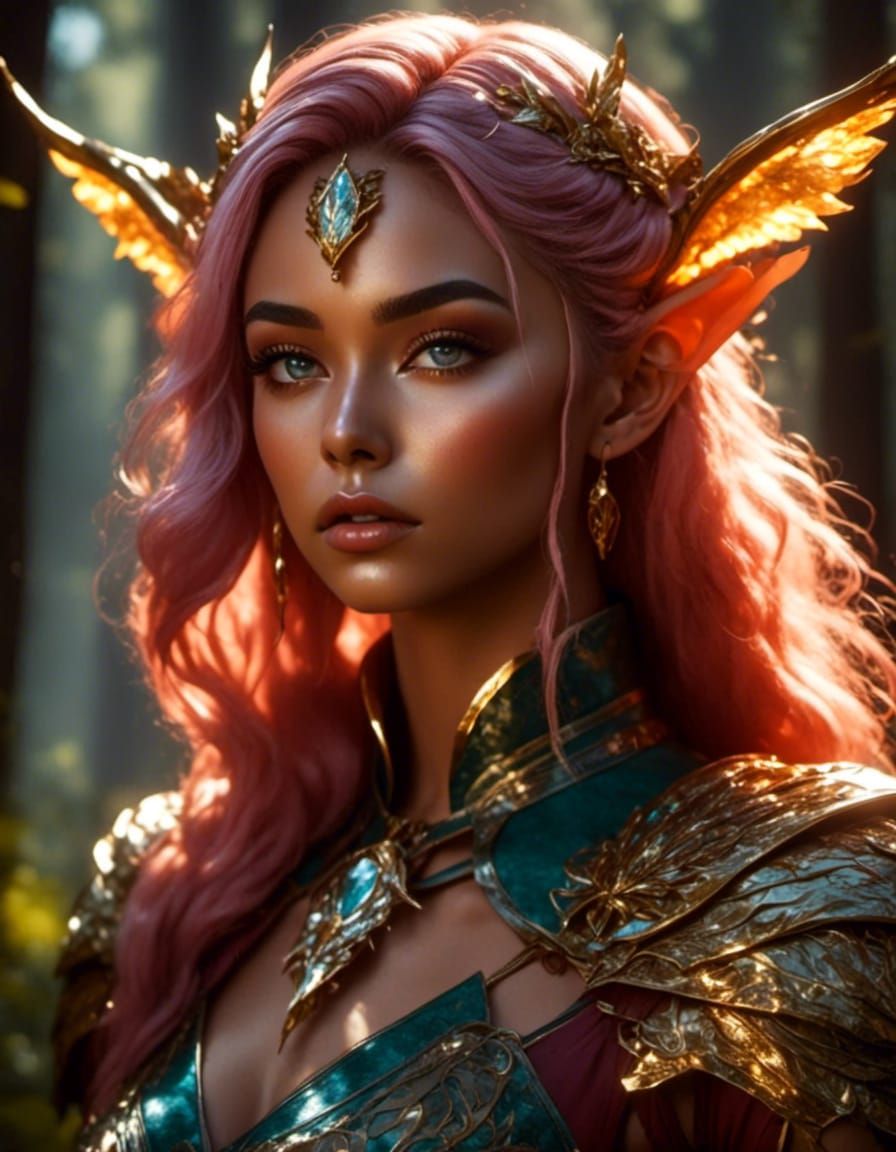 Epic Elven Ranger Portrait in 3D Anime Style