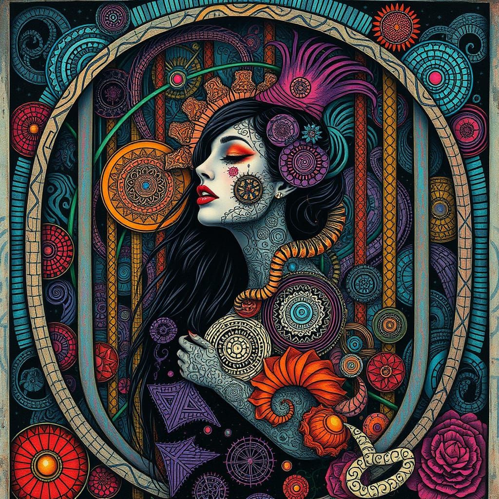 Ethereal Dreamscapes in Vibrant Art Nouveau Style