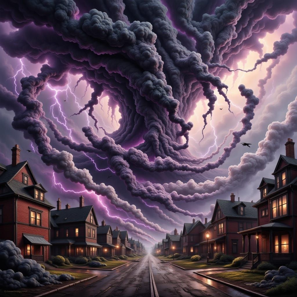 EF5 Tornado Devastation: Oil Painting in Dramatic Lighting