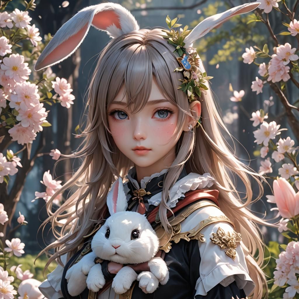 Anime-Style 3D Bunny Concept Art in Ultrafine Detail