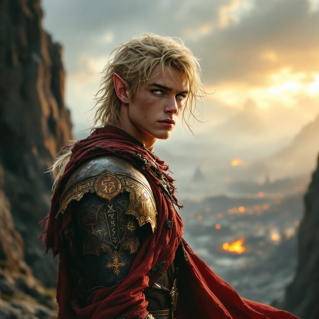 Ethereal Elf Warrior in Crimson Armor