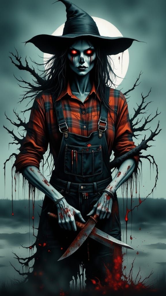 Sinister Scarecrow with Blade in Gothic Realism